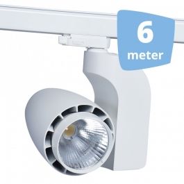 Spots sur rail Led 6 Spots led couleur blanc sur rail 6 metres` Spots